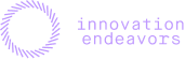 Purple circular swirl logo with text 'innovation endeavors' in lowercase letters