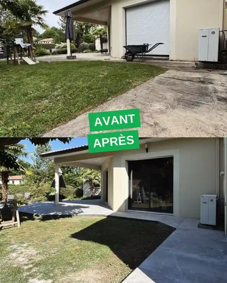 Création d'une terrasse en carrelage grand format en Dordogne