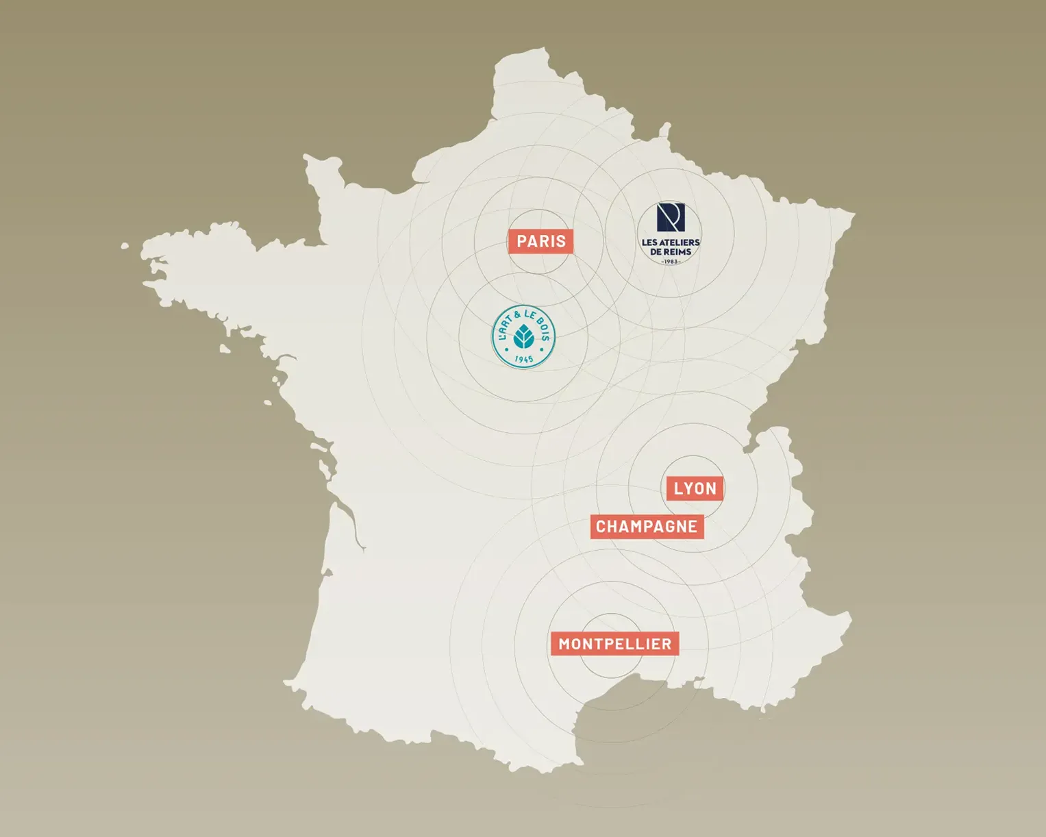 Implantations Roux Frères - Lyon Paris Montpellier