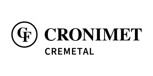 Cronimet Cremetal Firmenlogo mit kreisförmigem CF-Symbol links.