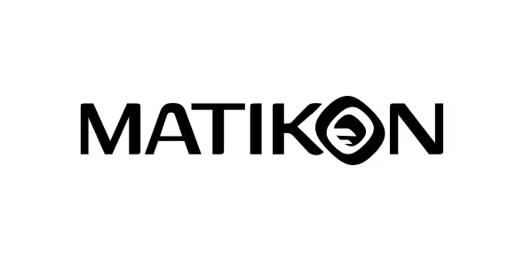 MATIKON Schriftzug mit stilisiertem Symbol als Teil des Buchstabens O.