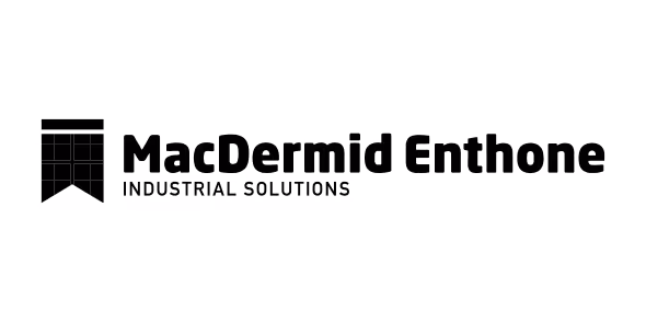 MacDermid Enthone industrial solutions logo with a black emblem and company name text