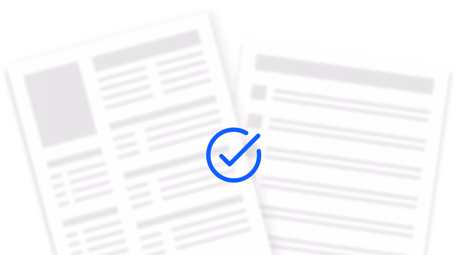 Paper documents with a checkmark, representing a professional, job-ready resume