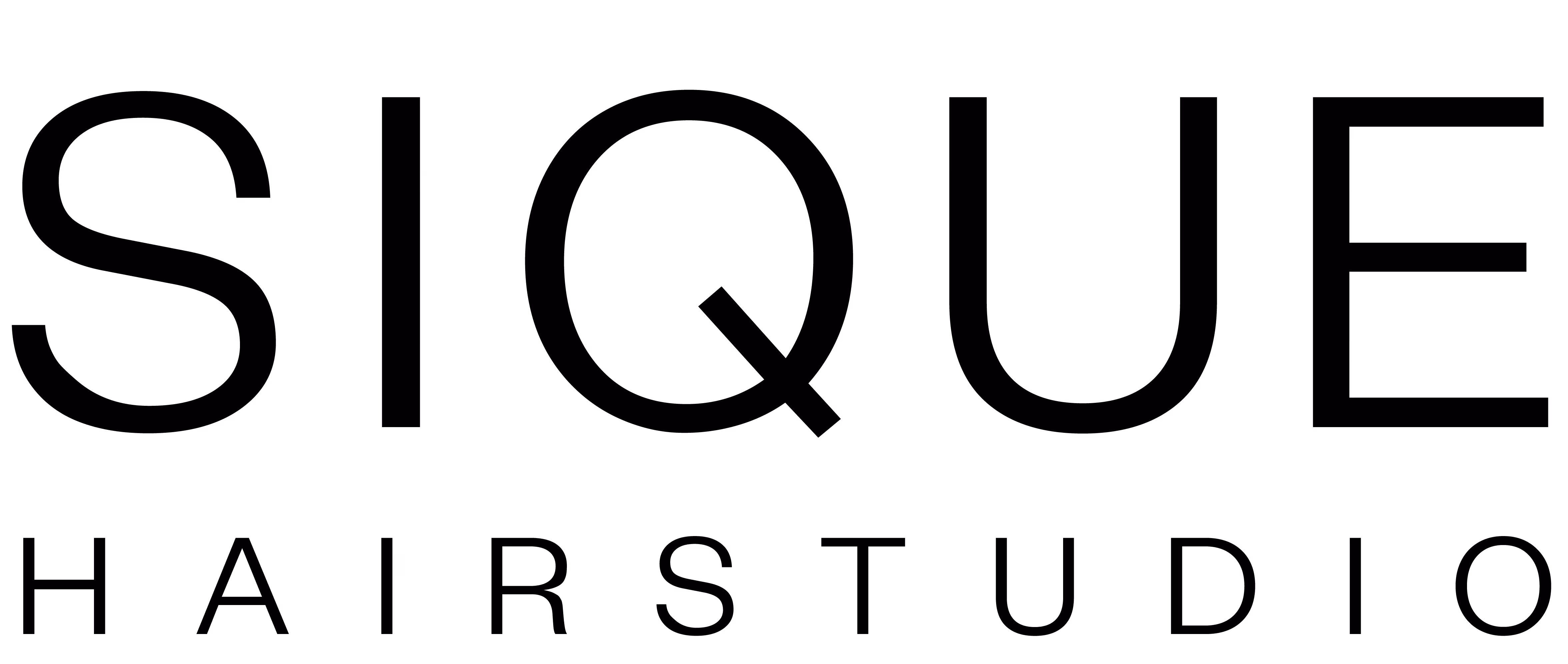 Black logo of the company: SIQUE Hair studio.