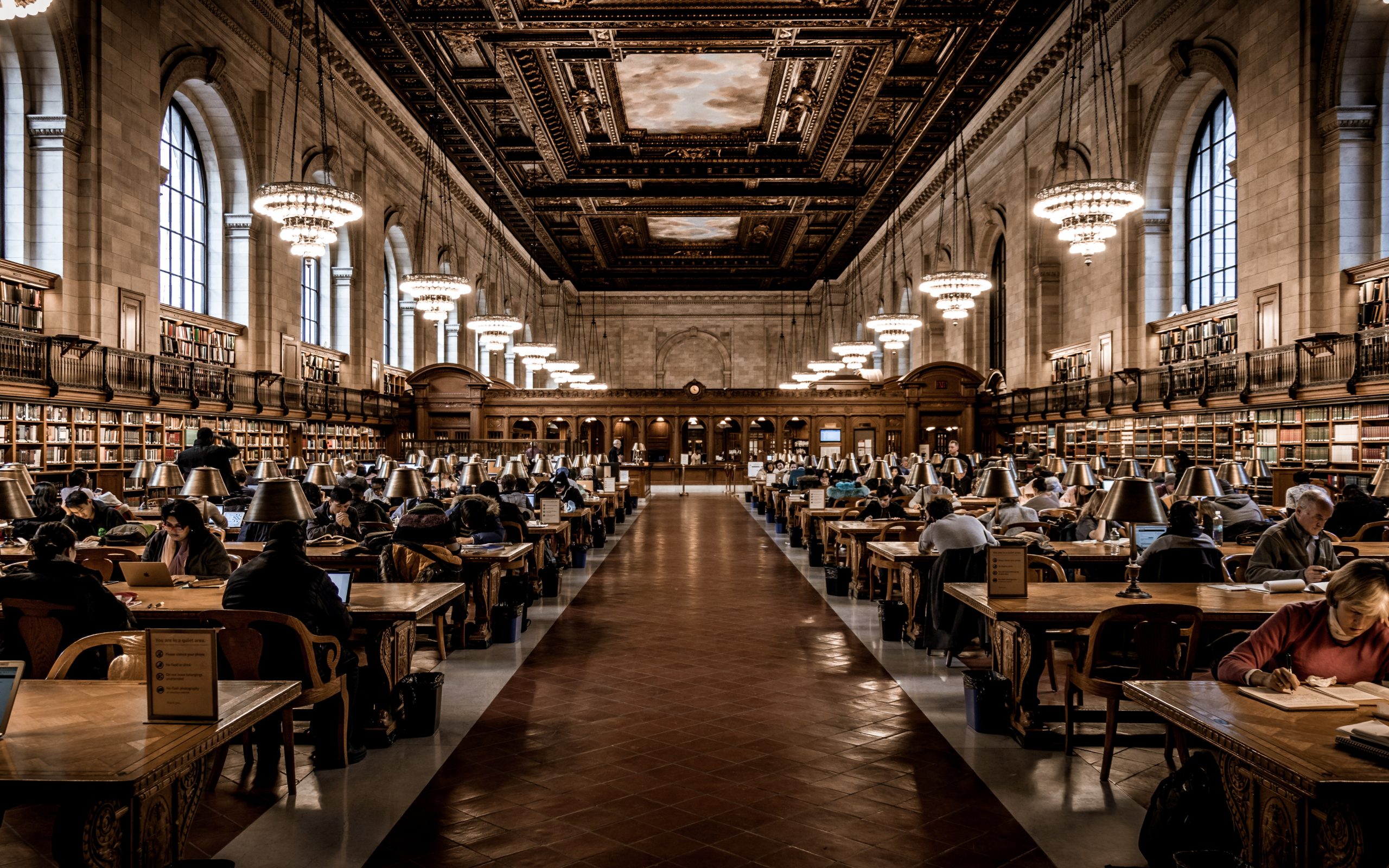 People Studying And Reading In A Library