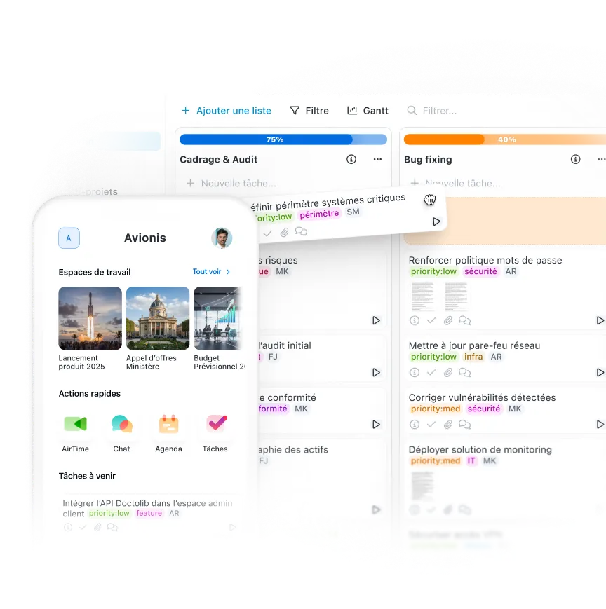 Gestion de tâches sur ordinateur et mobile wimi.