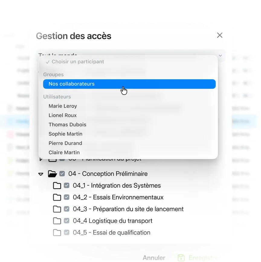 Contrôle des accès aux documents stockés dans Wimi Drive