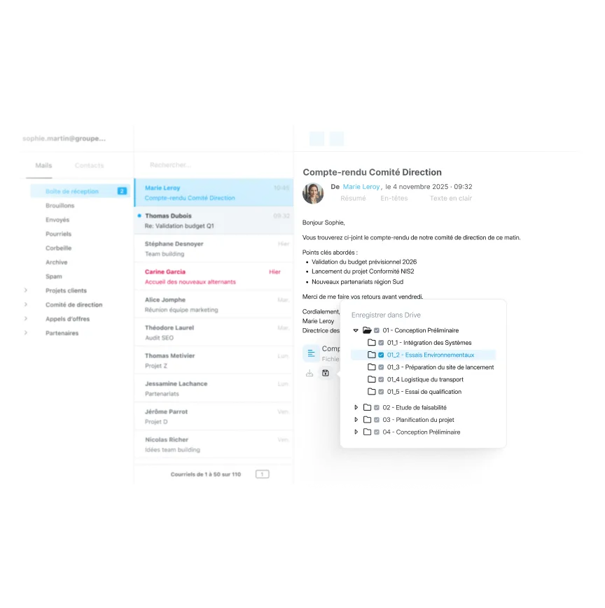 Transformer les emails en actions depuis Wimi Mail