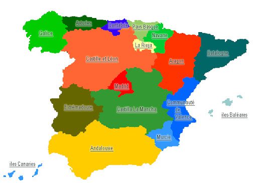 carte des regions d'espagne
