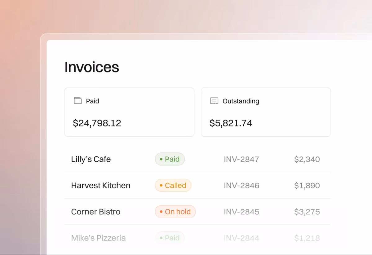 Burnt's credit control agent monitors invoices and makes calls to customers to collect on overdue payments.