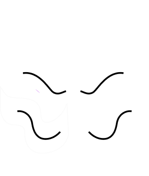 White stylized lotus flower with four curved waves on each side resembling water or leaves.