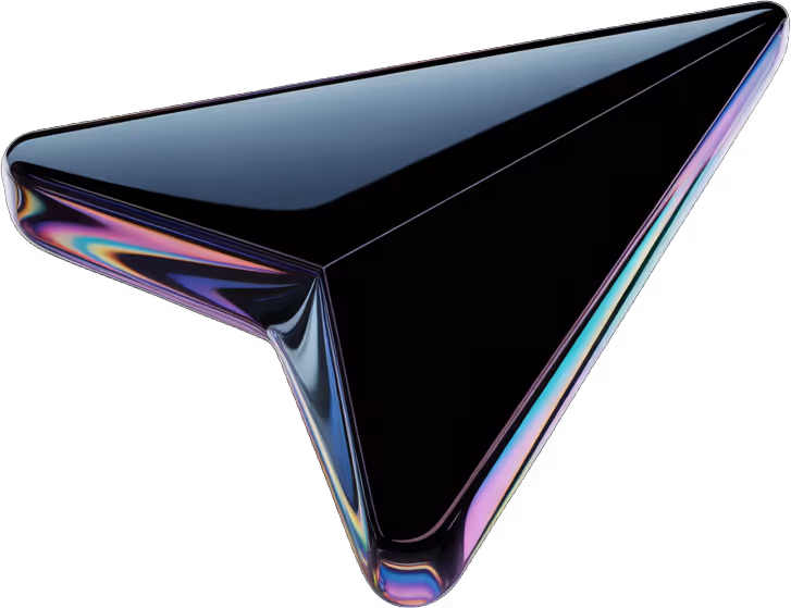 A cursor with iridescent Outfly branding