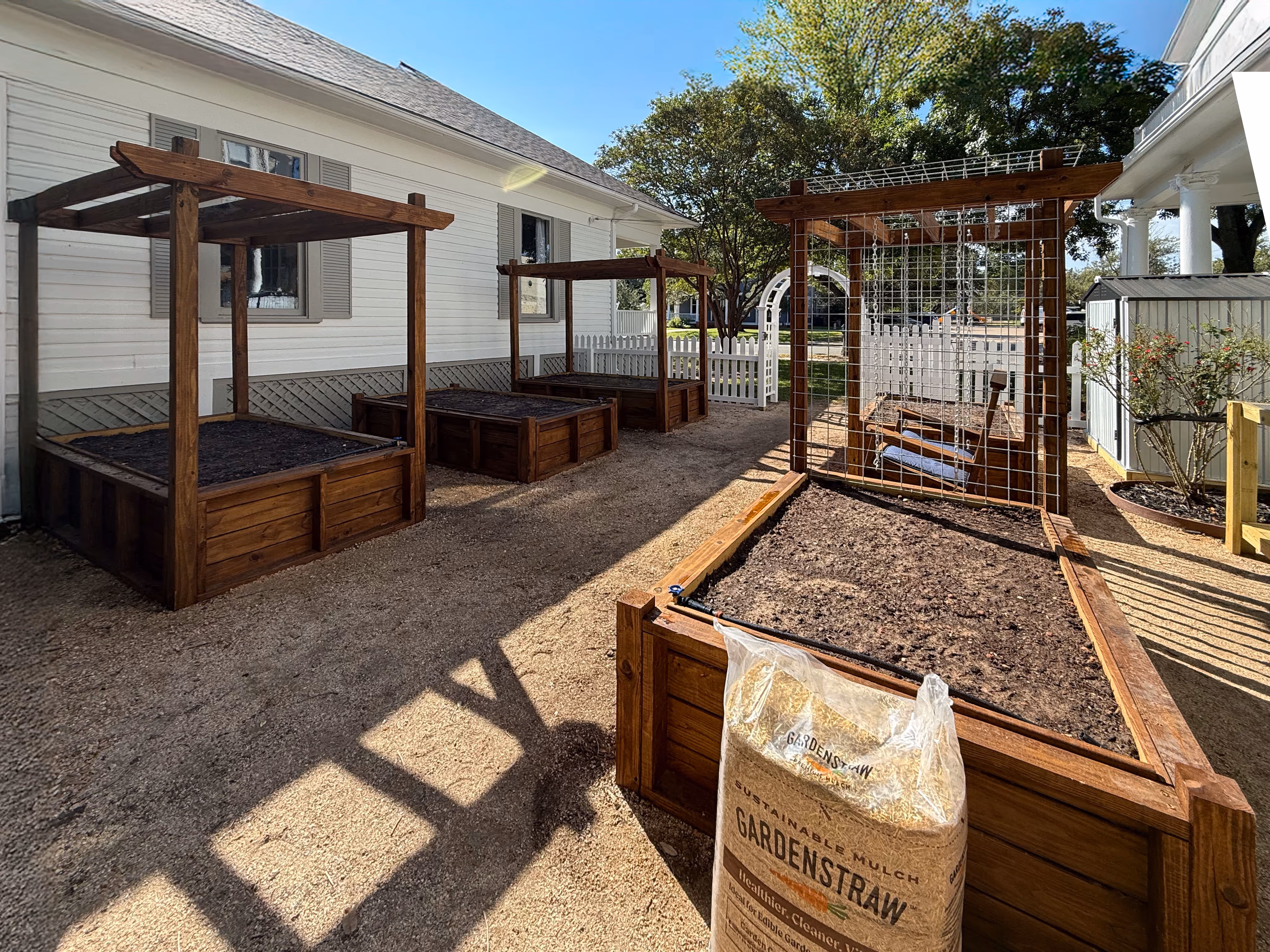 volunteer building a community garden