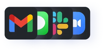 Gmail, SMS, Slack and Zoom logos.