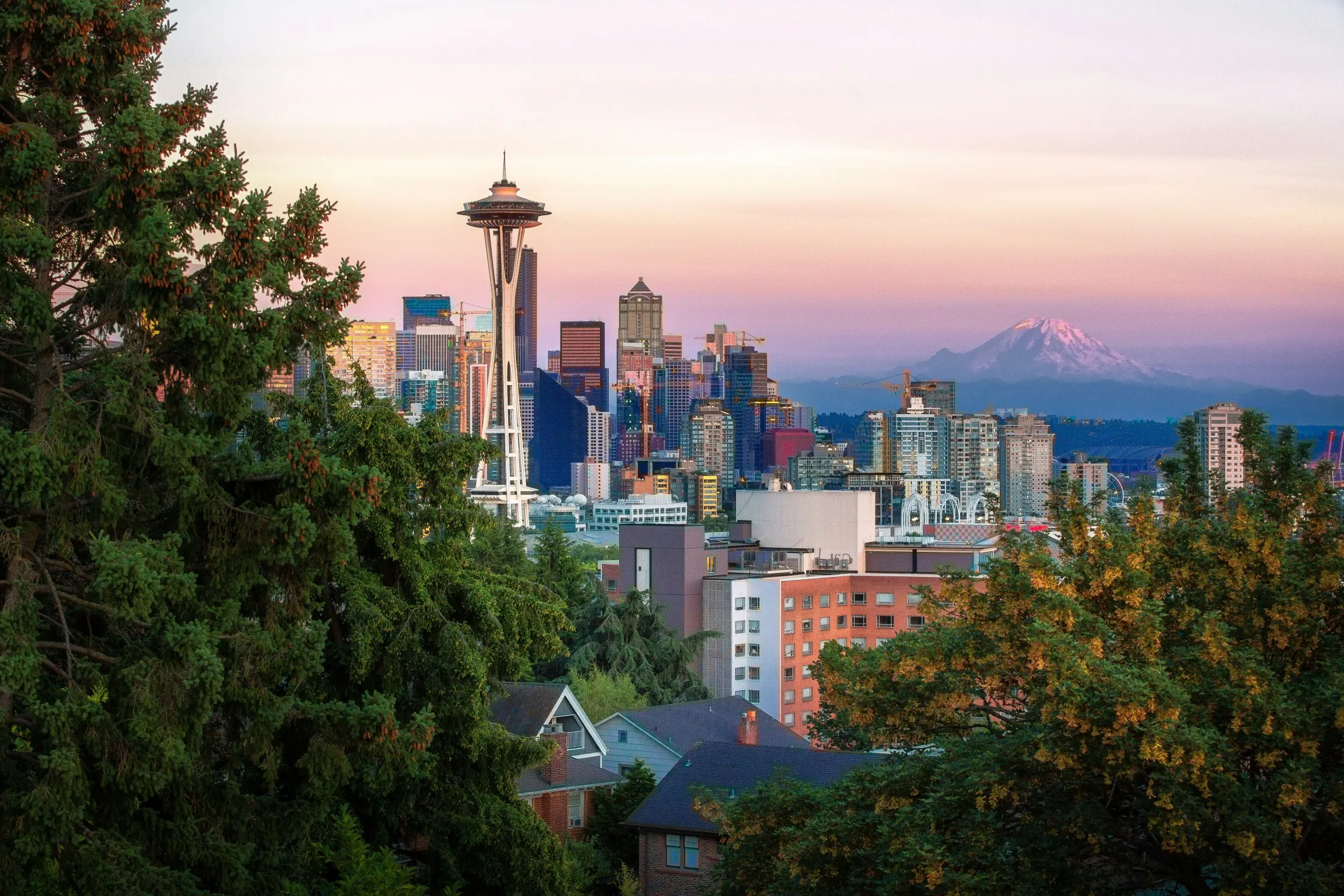 Sunset view of Downtown Seattle