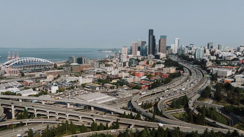 Seattle skyline and highways