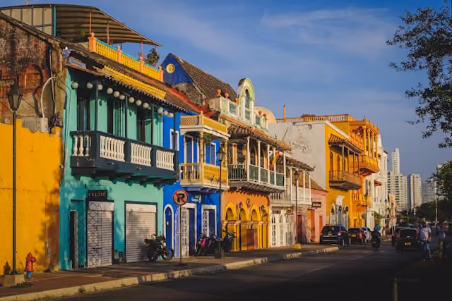 Colourful historic streets in Cartagena, Colombia