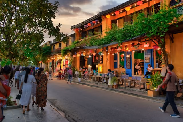 Historic riverside scenery in Hoi An, Vietnam