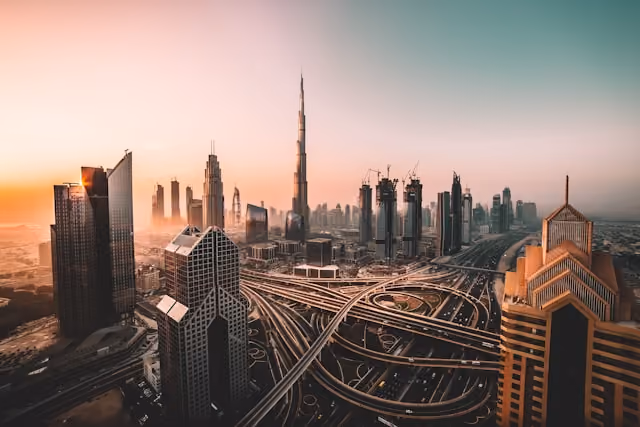 Dubai skyline in the United Arab Emirates