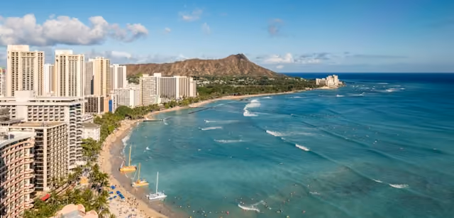 Coastal city and ocean scenery in Honolulu, Hawaii