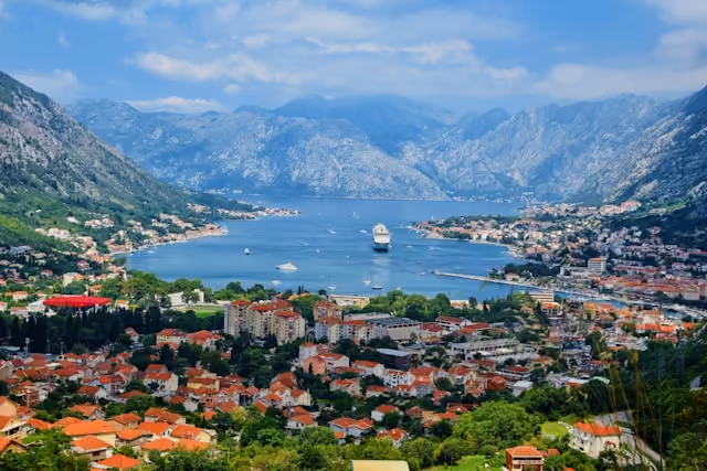 Bay of Kotor and surrounding mountains in Montenegro