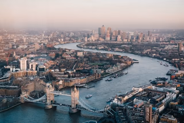 London skyline and the River Thames in England