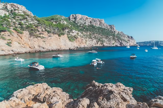 Mediterranean coastline and clear water in Mallorca, Spain