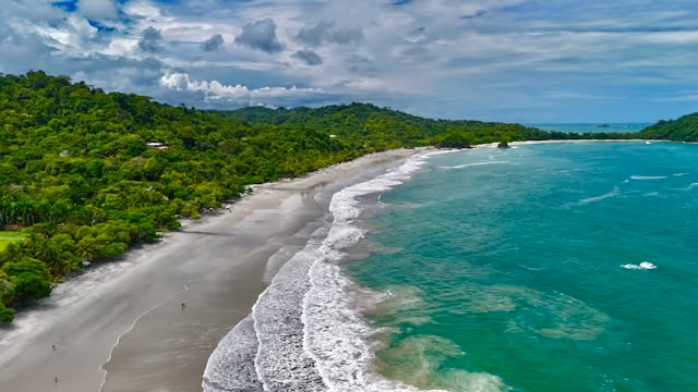 Tropical beach and rainforest scenery in Manuel Antonio, Costa Rica