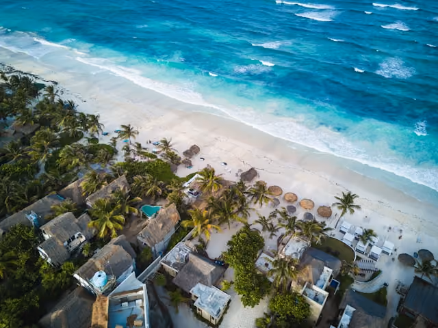 Caribbean coastline and beach near Tulum, Mexico
