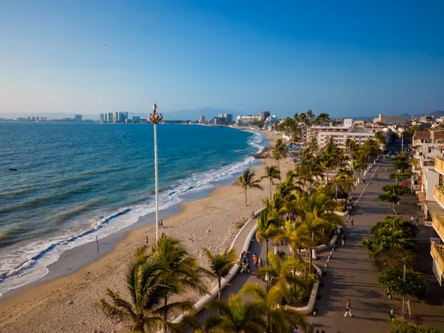 Puerto Vallarta coastline and city in Mexico