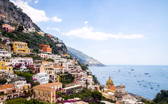 Cliffside village and Mediterranean coast in Positano, Italy