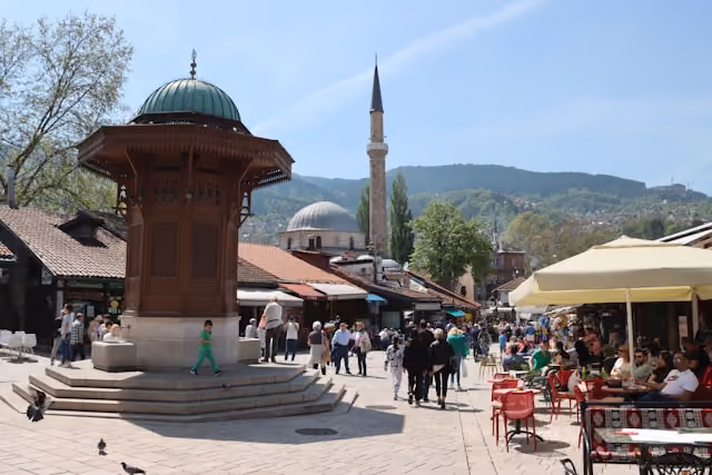 Sarajevo skyline and surrounding mountains in Bosnia and Herzegovina