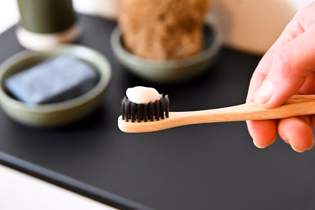 Toothbrush with toothpaste ready for brushing teeth while travelling