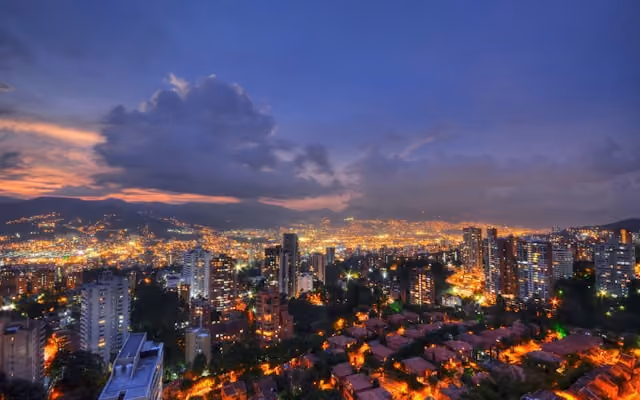 City view of Medellín, Colombia in the Aburrá Valley