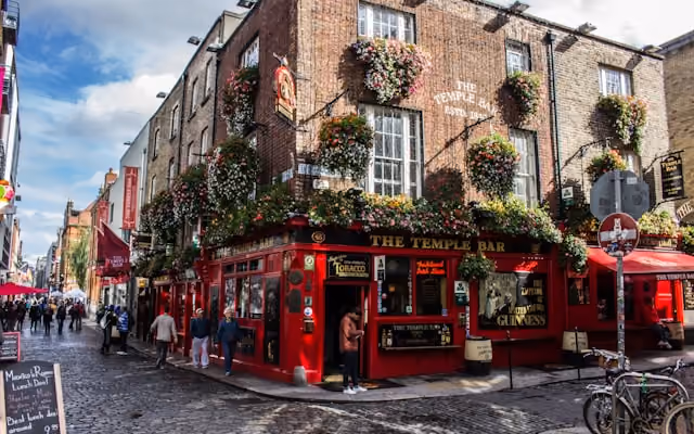 River Liffey and city buildings in Dublin, Ireland