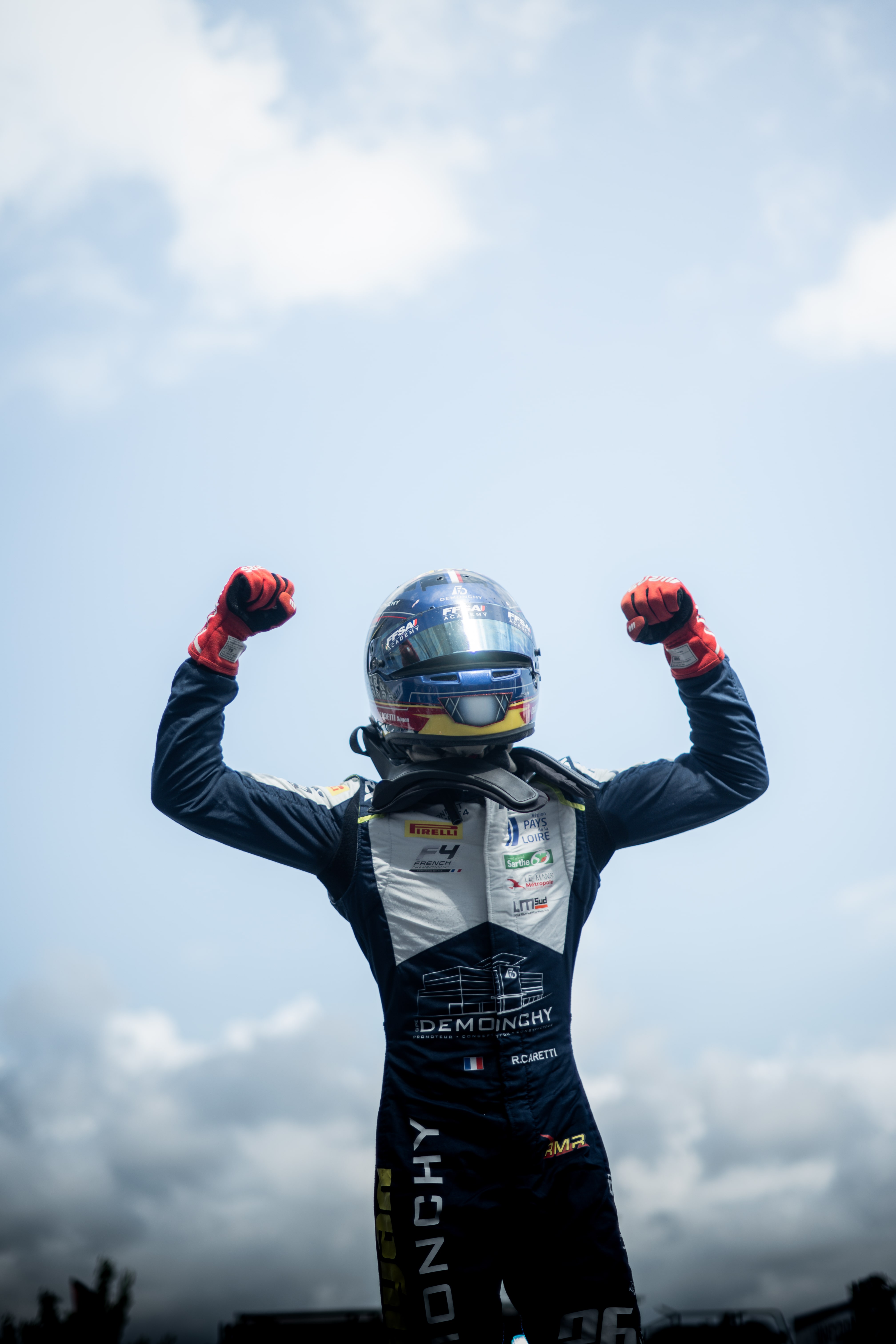 Rayan Caretti celebrating his first win 