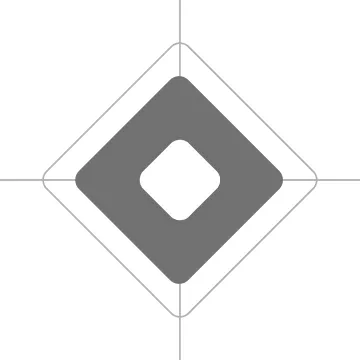 Forme de losange gris aux angles arrondis à l'intérieur d'un losange plus fin sur fond blanc.