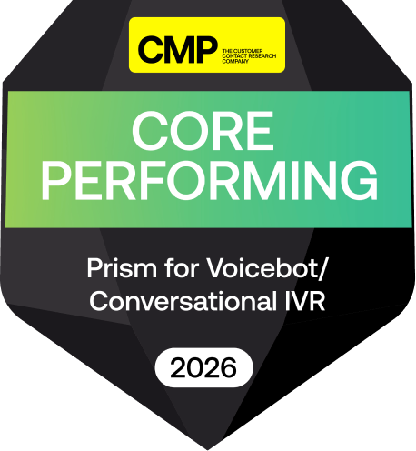 CMP Core Performing award badge for Prism for Voicebot and Conversational IVR, 2026