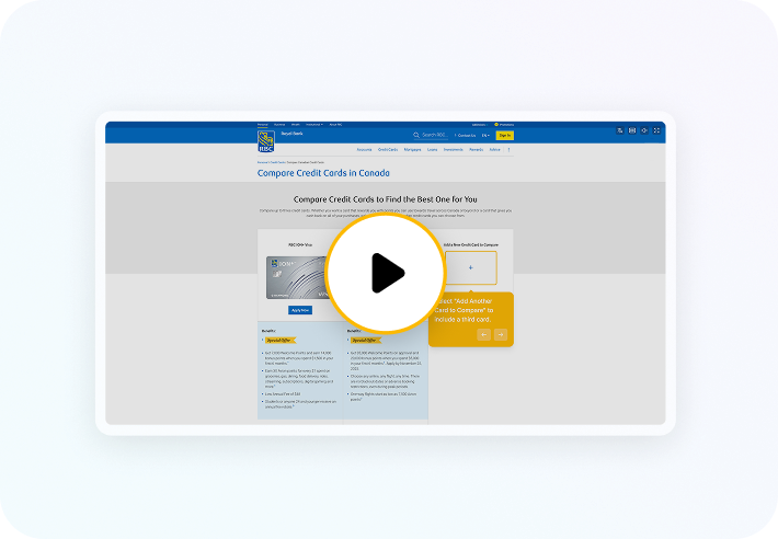 Mockup of a video showing Royal Bank Canada website
