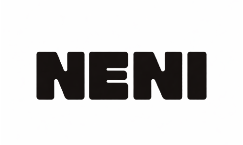 Black bold uppercase text spelling 'NENI' on a light beige background.