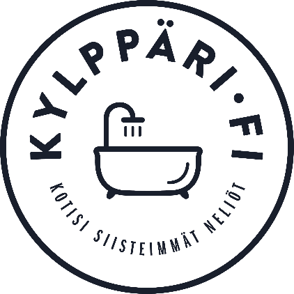 Kylppäri.fi-logo, jossa on kylpyamme suihkulla ja teksti Kotisi siisteimmät neliöt.