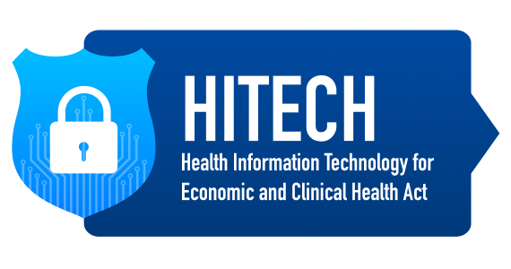 Lock icon on shield next to text: HITECH Health Information Technology for Economic and Clinical Health Act.