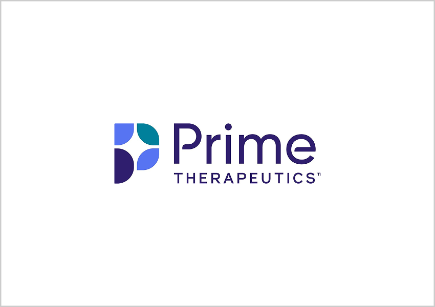 Prime Therapeutics company logo with stylized P icon in blue and teal colors.