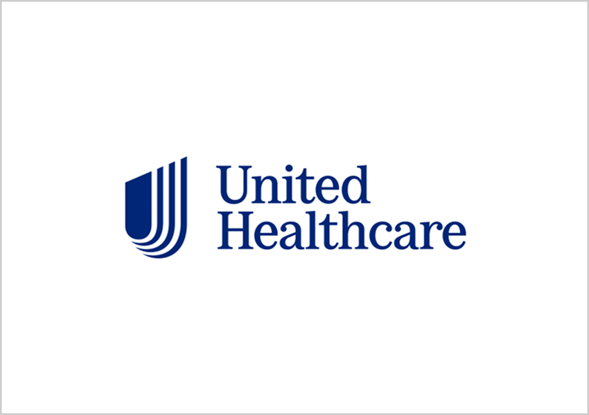 United Healthcare company logo in blue text with abstract icon.