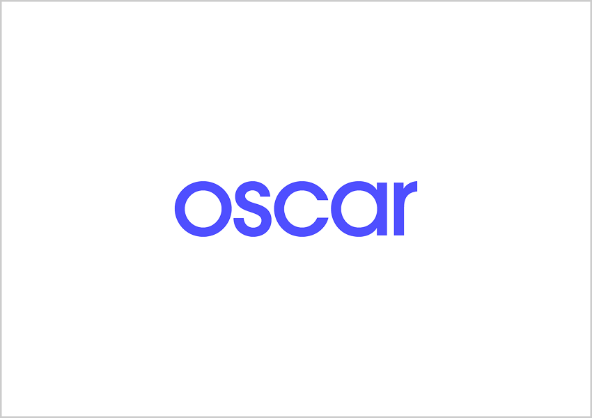 Oscar logo in blue lowercase letters on a white background.