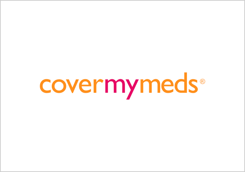 CoverMyMeds brand logo with 'cover' and 'meds' in orange and 'my' in pink.