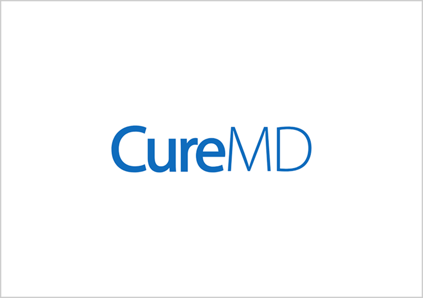 CureMD company logo in blue text on a white background.
