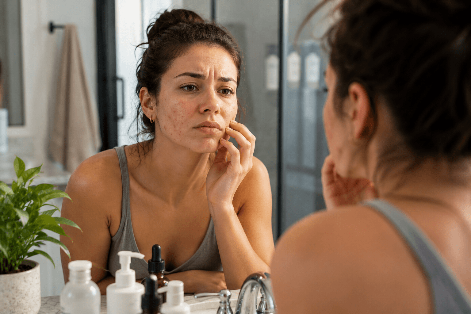 Esthetician performing an acne healing facial treatment at a Chandler, Arizona med spa