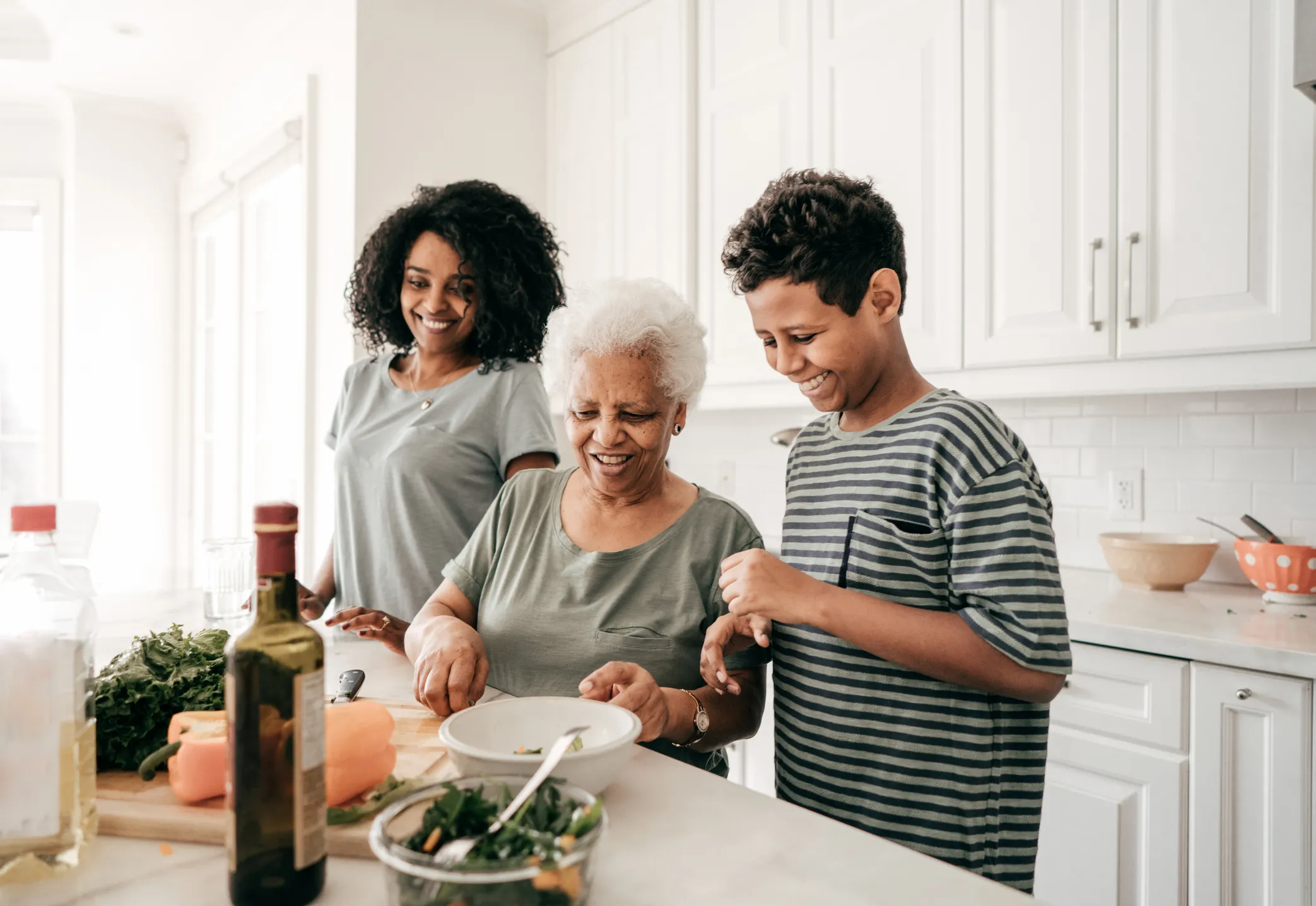 Family cooking together