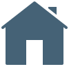 Simple dark blue house icon with a door and a chimney.